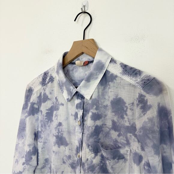 Anthropologie Pilcro The Cate Classic Tie Dye Button Down Top Embroidered medium - Picture 5 of 10
